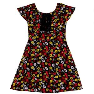 Girls' Ruffle Lace Collar Floral Chiffon Dress Wonder Nation